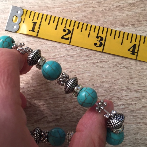 T&J Designs Simulated turquoise and crystal stretchy bracelet (Large). NWT - Picture 5 of 7